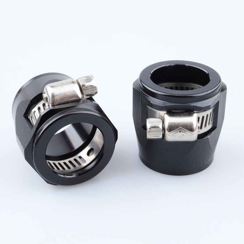AC PERFORMANCE -12 AN Hex Hose Finisher Clamp Aluminium Black for Stainless Braided Hoses, Rubber Hoses end Finisher, Pack of 2 - Image 1